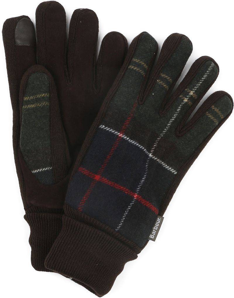 Barbour Handschuhe Hackney Tartan Grün - Größe M von Barbour
