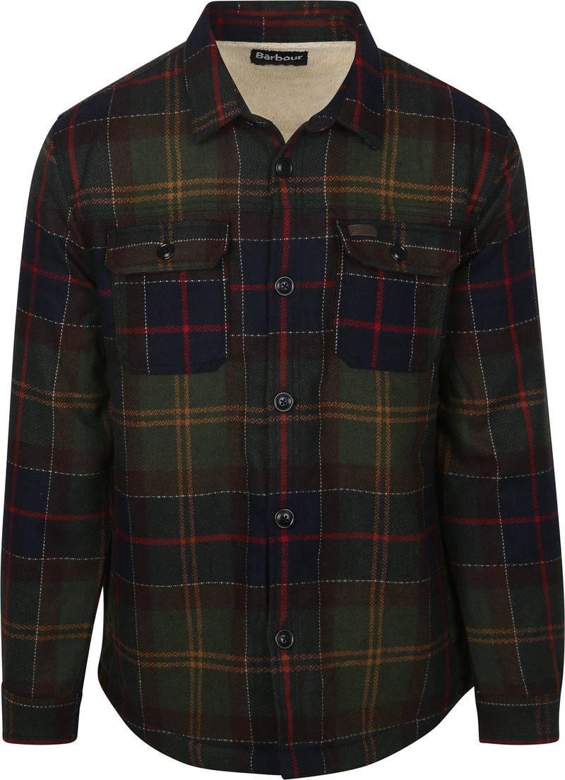 Barbour Hemdjacke Wool Blend Karomuster Willberry Olive - Größe M von Barbour