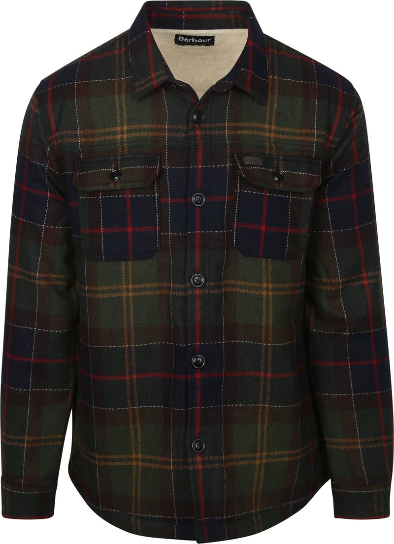 Barbour Hemdjacke Wool Blend Karomuster Willberry Olive - Größe XL von Barbour