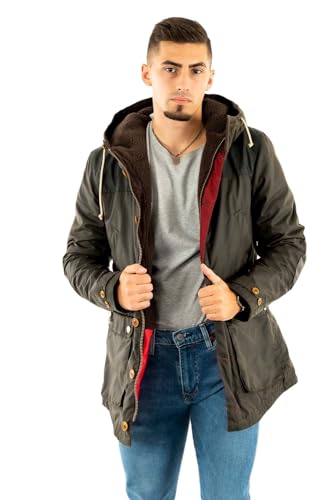 Barbour - Parkas - Herren - Khakifarbener Parka Game Two Tone mit Sherpa-Futter und Leder-Patches für Herren - L von Barbour