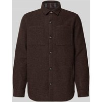 Barbour Regular Fit Hemdjacke mit Woll-Anteil Modell 'MARLOW' in Dunkelbraun, Größe XXL von Barbour