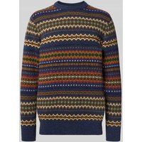 Barbour Regular Fit Strickpullover aus reiner Wolle Modell 'ISLE CREW' in Marine Melange, Größe S von Barbour