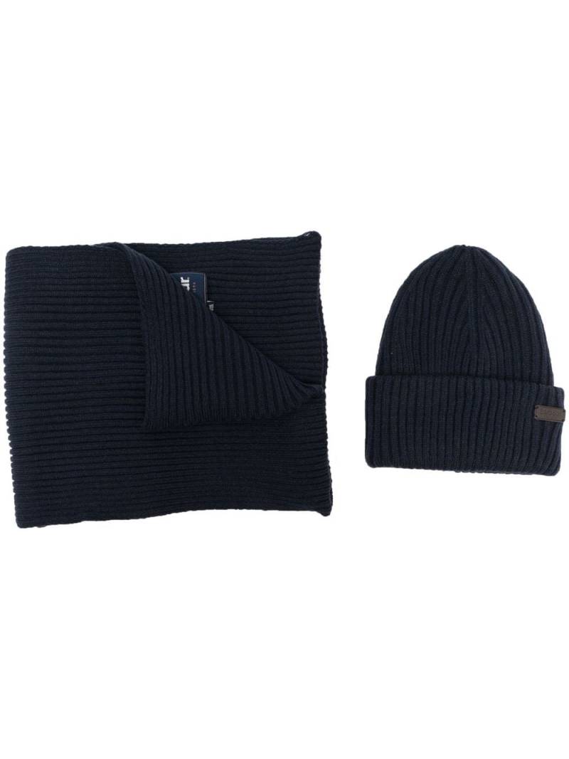 Barbour Set aus gerippter Beanie und Schal - Blau von Barbour