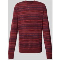 Barbour Strickpullover mit Rundhalsausschnitt Modell 'orkney fair isle' in Rot, Größe XL von Barbour