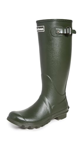 Barbour wasserfeste Winter-Gummistiefel für Schnee und Regen. Mittelhohe Stiefel., Grün - olivgrün - Größe: 44 von Barbour