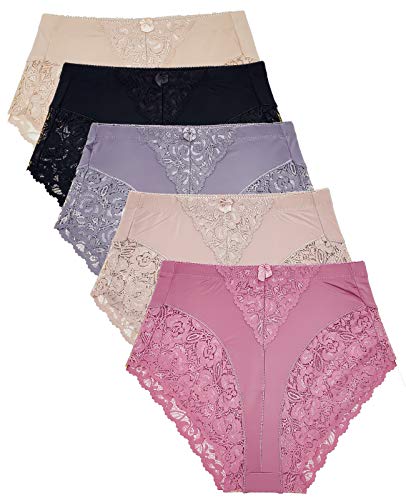 5 Stück Übergröße Unterwäsche Damen Light Control Briefs Panties, 5 Stück (farblich sortiert), XL von Barbra Lingerie