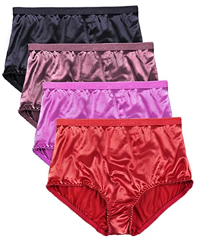 Barbra Lingerie Satin-Höschen, Größe S bis Übergröße, Damenunterwäsche, volle Abdeckung, Multipack, kirsche, S von Barbra Lingerie