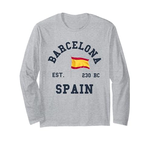 Barcelona Spanien Souvenir Flagge Bandera España Männer Frauen Mädchen Langarmshirt von Barcelona Spain Souvenir Skyline