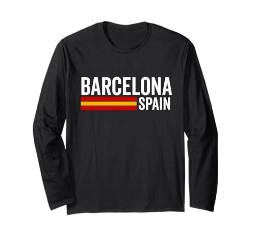 Barcelona Spanien Souvenir Flagge Bandera España Männer Frauen Mädchen Langarmshirt von Barcelona Spain Souvenir Skyline