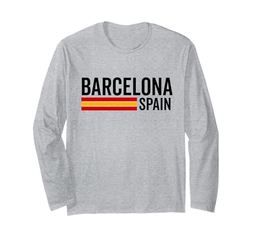Barcelona Spanien Souvenir Flagge Bandera España Männer Frauen Mädchen Langarmshirt von Barcelona Spain Souvenir Skyline