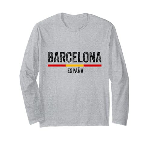 Barcelona Spanien Souvenir Flagge Bandera España Männer Frauen Mädchen Langarmshirt von Barcelona Spain Souvenir Skyline