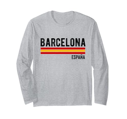 Barcelona Spanien Souvenir Flagge Bandera España Männer Frauen Mädchen Langarmshirt von Barcelona Spain Souvenir Skyline