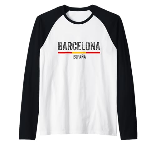 Barcelona Spanien Souvenir Flagge Bandera España Männer Frauen Mädchen Raglan von Barcelona Spain Souvenir Skyline