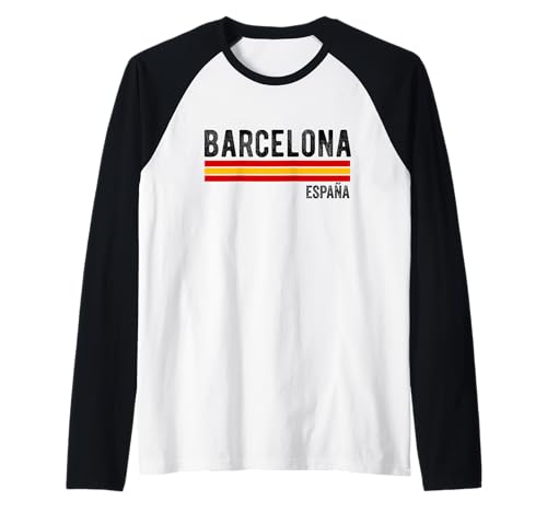 Barcelona Spanien Souvenir Flagge Bandera España Männer Frauen Mädchen Raglan von Barcelona Spain Souvenir Skyline