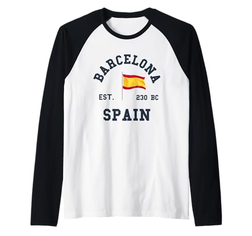 Barcelona Spanien Souvenir Flagge Bandera España Männer Frauen Mädchen Raglan von Barcelona Spain Souvenir Skyline