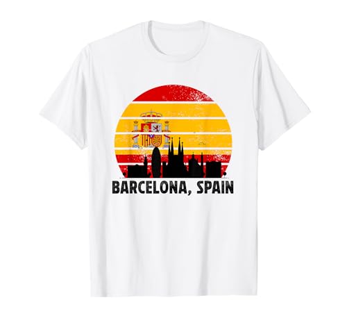 Barcelona Spanien Souvenir Flagge Bandera España Männer Frauen Mädchen T-Shirt von Barcelona Spain Souvenir Skyline