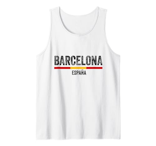 Barcelona Spanien Souvenir Flagge Bandera España Männer Frauen Mädchen Tank Top von Barcelona Spain Souvenir Skyline