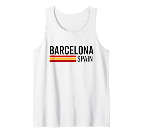 Barcelona Spanien Souvenir Flagge Bandera España Männer Frauen Mädchen Tank Top von Barcelona Spain Souvenir Skyline