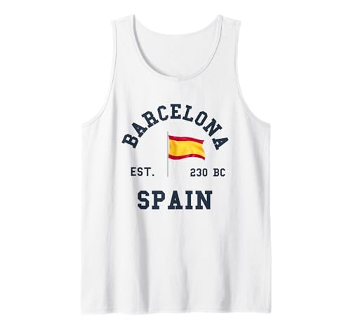 Barcelona Spanien Souvenir Flagge Bandera España Männer Frauen Mädchen Tank Top von Barcelona Spain Souvenir Skyline