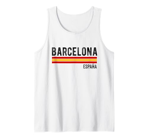 Barcelona Spanien Souvenir Flagge Bandera España Männer Frauen Mädchen Tank Top von Barcelona Spain Souvenir Skyline