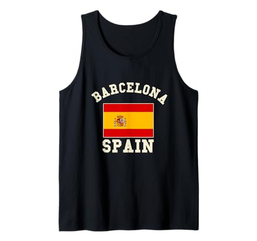 Barcelona Spanien Souvenir Flagge Bandera España Männer Frauen Mädchen Tank Top von Barcelona Spain Souvenir Skyline