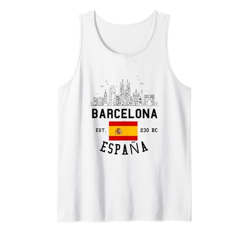 Barcelona Spanien Souvenir Flagge Bandera España Männer Frauen Mädchen Tank Top von Barcelona Spain Souvenir Skyline