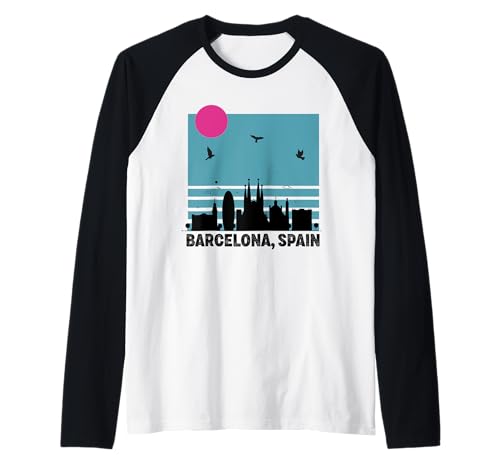 Souvenirs aus Barcelona Spanien España Reminder Herren Damen Raglan von Barcelona Spain Souvenir Skyline