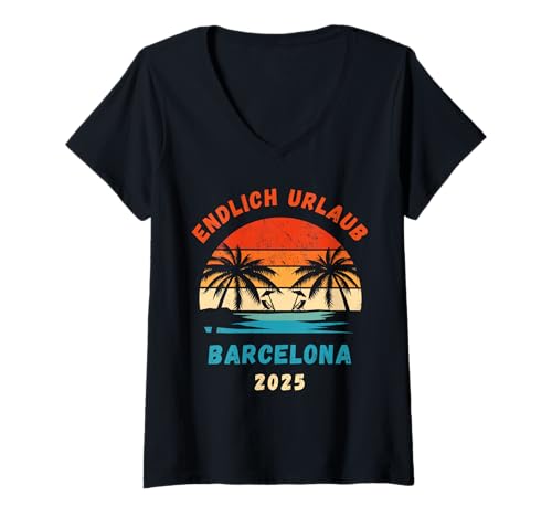 Damen Barcelona Urlaub 2025 Design Urlaubsreise Spanien T-Shirt mit V-Ausschnitt Damen Barcelona Urlaub 2025 Design Urlaubsreise Spanien T-Shirt mit V-Ausschnitt von Barcelona Spanien Urlaub Geschenkidee