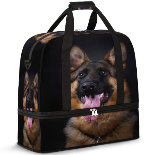 Faltbare Reisetasche für Damen und Herren, leichte Sporttasche mit Schuhfach, Wochenendtasche, Übernachtungstasche, Hund von Bardic