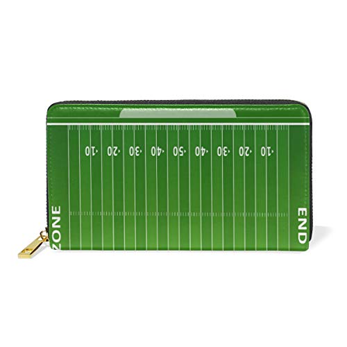 GIGIJY American Football Feldmuster, Geldbörse, mehrere Kreditkartenfächer, Tasche für Damen, echtes Leder, Reißverschluss, lange Geldbörse, multi, Einheitsgröße von Bardic