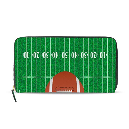 GIGIJY American Sport Football Field and Ball Geldbörse Multi Kreditkartenhalter Tasche für Damen Leder Reißverschluss Lange Geldbörse, multi, Einheitsgröße von Bardic