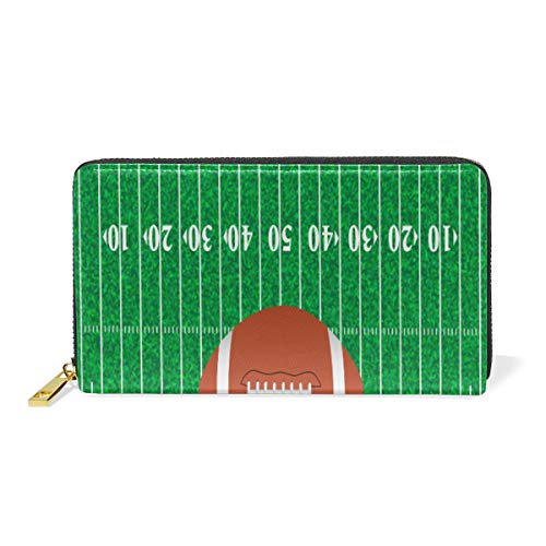 GIGIJY American Sport Football Field and Ball Purse Multi Credit Card Holder Bag for Women Genuine Leather Zipped Long Wallet, multi, Einheitsgröße von Bardic