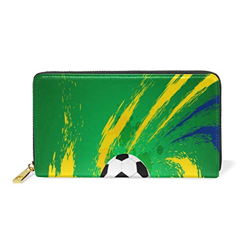GIGIJY Brasilien Kreative Fußball-Geldbörse, mehrere Kreditkartenhalter, Tasche für Damen, echtes Leder, Reißverschluss, lange Geldbörse, multi, Einheitsgröße von Bardic