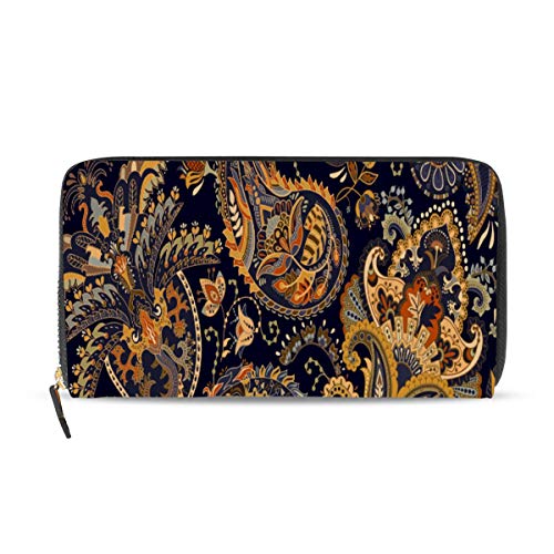 GIGIJY Buntes Paisleymuster Geldbörse Multi Kreditkartenetui für Damen Leder Reißverschluss Lange Geldbörse, multi, Einheitsgröße von Bardic