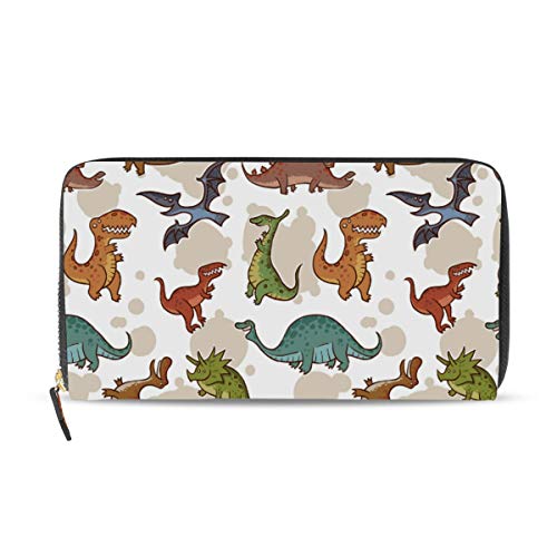GIGIJY Cartoon-Dinosaurier-Geldbörse, mehrere Kreditkartenfächer, Tasche für Damen, Leder, Reißverschluss, lange Geldbörse, multi, Einheitsgröße von Bardic