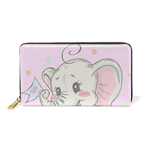 GIGIJY Cartoon Elefant Prttern Geldbörse Multi Kreditkartenhalter Tasche für Frauen Echtes Leder Reißverschluss Lange Geldbörse, multi, Einheitsgröße von Bardic