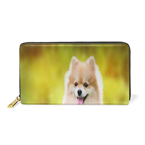 GIGIJY Frühlings-Geldbörse mit süßem Zwergspitz, mehrere Kreditkartenfächer, Tasche für Damen, echtes Leder, mit Reißverschluss, lange Geldbörse, multi, Einheitsgröße von Bardic