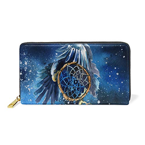 GIGIJY Galaxy Sternennacht Traumfänger-Geldbörse, mehrere Kreditkartenfächer, Tasche für Damen, echtes Leder, Reißverschluss, lange Geldbörse, multi, Einheitsgröße von Bardic