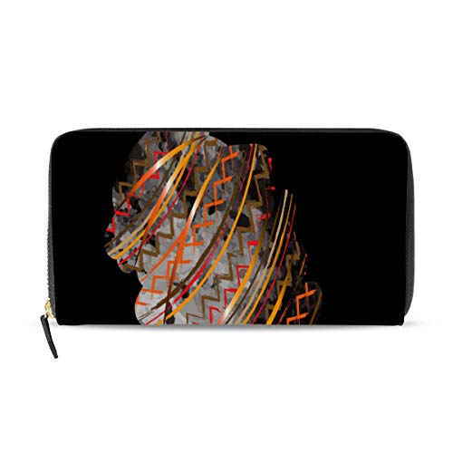 GIGIJY Geldbörse mit Afrika-Muster, mehrere Kreditkartenfächer, Tasche für Damen, Leder, Reißverschluss, lange Geldbörse, multi, Einheitsgröße von Bardic