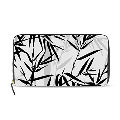 GIGIJY Geldbörse mit Bambus-Blattmuster, mehrere Kreditkartenfächer, Leder, Reißverschluss, lange Geldbörse, multi, Einheitsgröße von Bardic