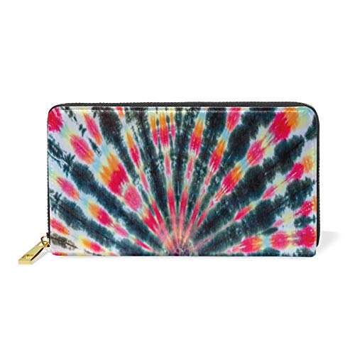GIGIJY Geldbörse mit Batikmuster, mehrere Kreditkartenfächer, Tasche für Damen, echtes Leder, mit Reißverschluss, lange Geldbörse, multi, Einheitsgröße von Bardic