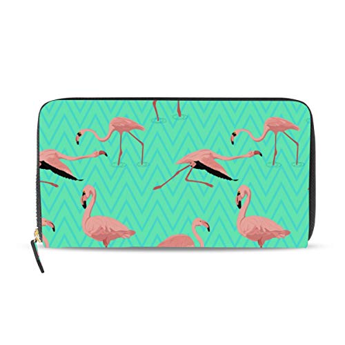 GIGIJY Geldbörse mit Flamingo-Muster, mehrere Kreditkartenfächer, Leder, Reißverschluss, lange Geldbörse, multi, Einheitsgröße von Bardic