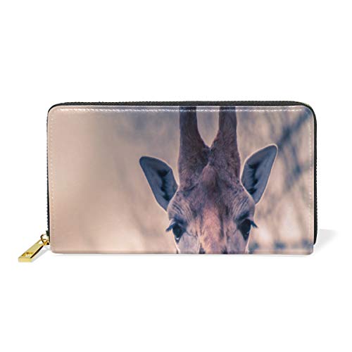 GIGIJY Geldbörse mit Giraffenmuster, mehrere Kreditkartenfächer, Tasche für Damen, echtes Leder, mit Reißverschluss, lange Geldbörse, multi, Einheitsgröße von Bardic