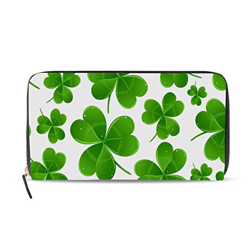 GIGIJY Geldbörse mit Kleeblatt-Motiv, mehrere Kreditkartenfächer, Leder, Reißverschluss, lange Geldbörse, multi, Einheitsgröße von Bardic