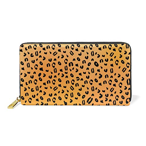 GIGIJY Geldbörse mit Leopardenmuster, mehrere Kreditkartenfächer, Tasche für Damen, echtes Leder, mit Reißverschluss, lange Geldbörse, multi, Einheitsgröße von Bardic