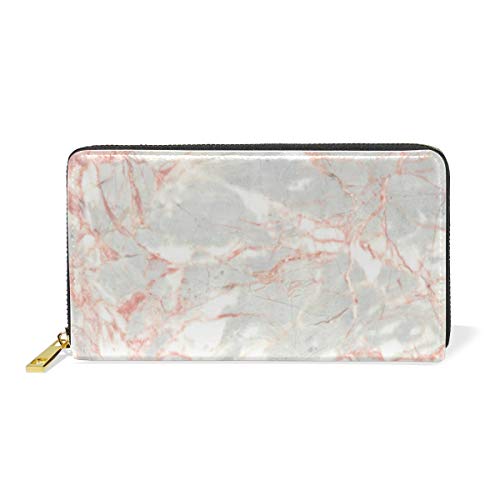 GIGIJY Geldbörse mit Marmor-Texturmuster, mehrere Kreditkartenfächer, Tasche für Damen, echtes Leder, mit Reißverschluss, lange Geldbörse, multi, Einheitsgröße von Bardic