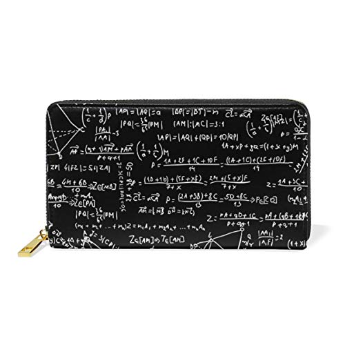 GIGIJY Geldbörse mit Mathematik-Muster, mehrere Kreditkartenfächer, für Damen, echtes Leder, mit Reißverschluss, lange Geldbörse, multi, Einheitsgröße von Bardic