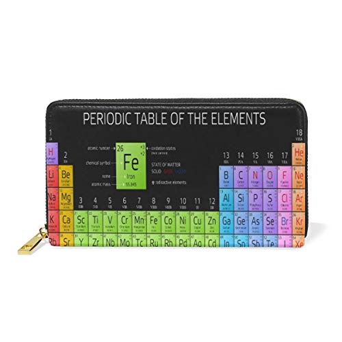 GIGIJY Geldbörse mit Periodensystem, mehrere Kreditkartenfächer, Tasche für Damen, echtes Leder, Reißverschluss, lange Geldbörse, multi, Einheitsgröße von Bardic