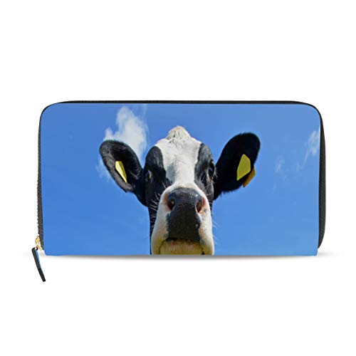 GIGIJY Geldbörse mit Tiermotiv, Kuh, mehrere Kreditkartenfächer, Leder, Reißverschluss, lange Geldbörse, multi, Einheitsgröße von Bardic