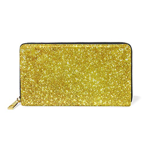 GIGIJY Geldbörse mit abstraktem goldenem Design, mehrere Kreditkartenfächer, Tasche für Damen, echtes Leder, mit Reißverschluss, lange Geldbörse, multi, Einheitsgröße von Bardic